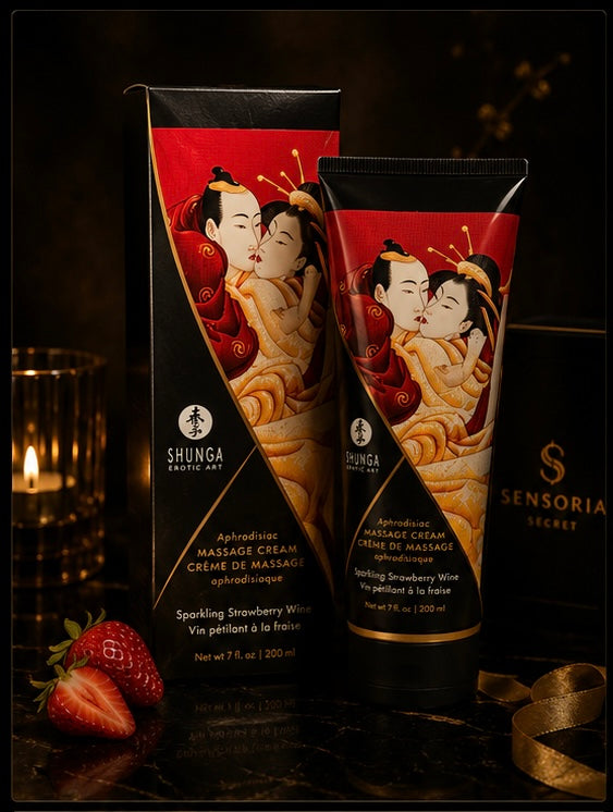 SHUNGA - CRÈME DE MASSAGE FRAISE ET CAVA 200 ML
