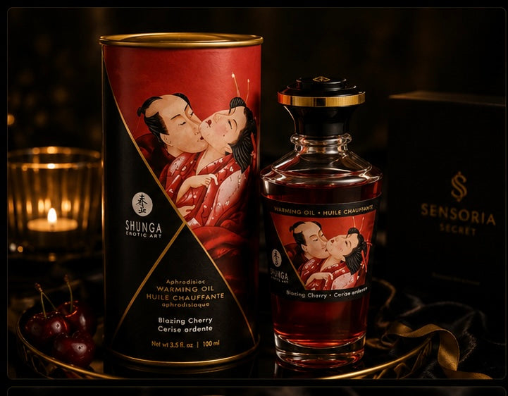 SHUNGA - HUILE DE MASSAGE EFFET CHALEUR SAVEUR INTENSE DE CERISE 100 ML