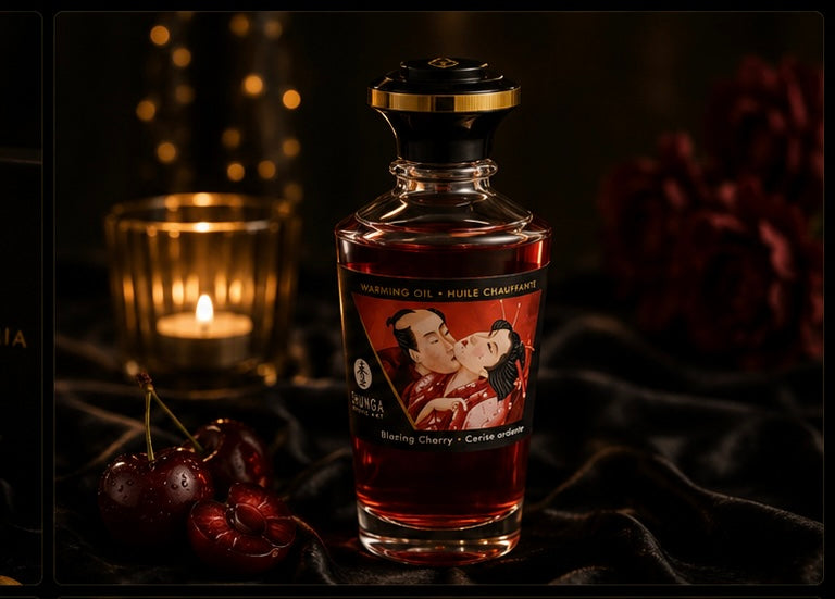 SHUNGA - HUILE DE MASSAGE EFFET CHALEUR SAVEUR INTENSE DE CERISE 100 ML