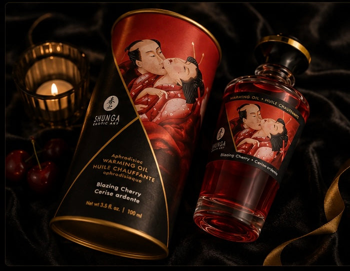 SHUNGA - HUILE DE MASSAGE EFFET CHALEUR SAVEUR INTENSE DE CERISE 100 ML
