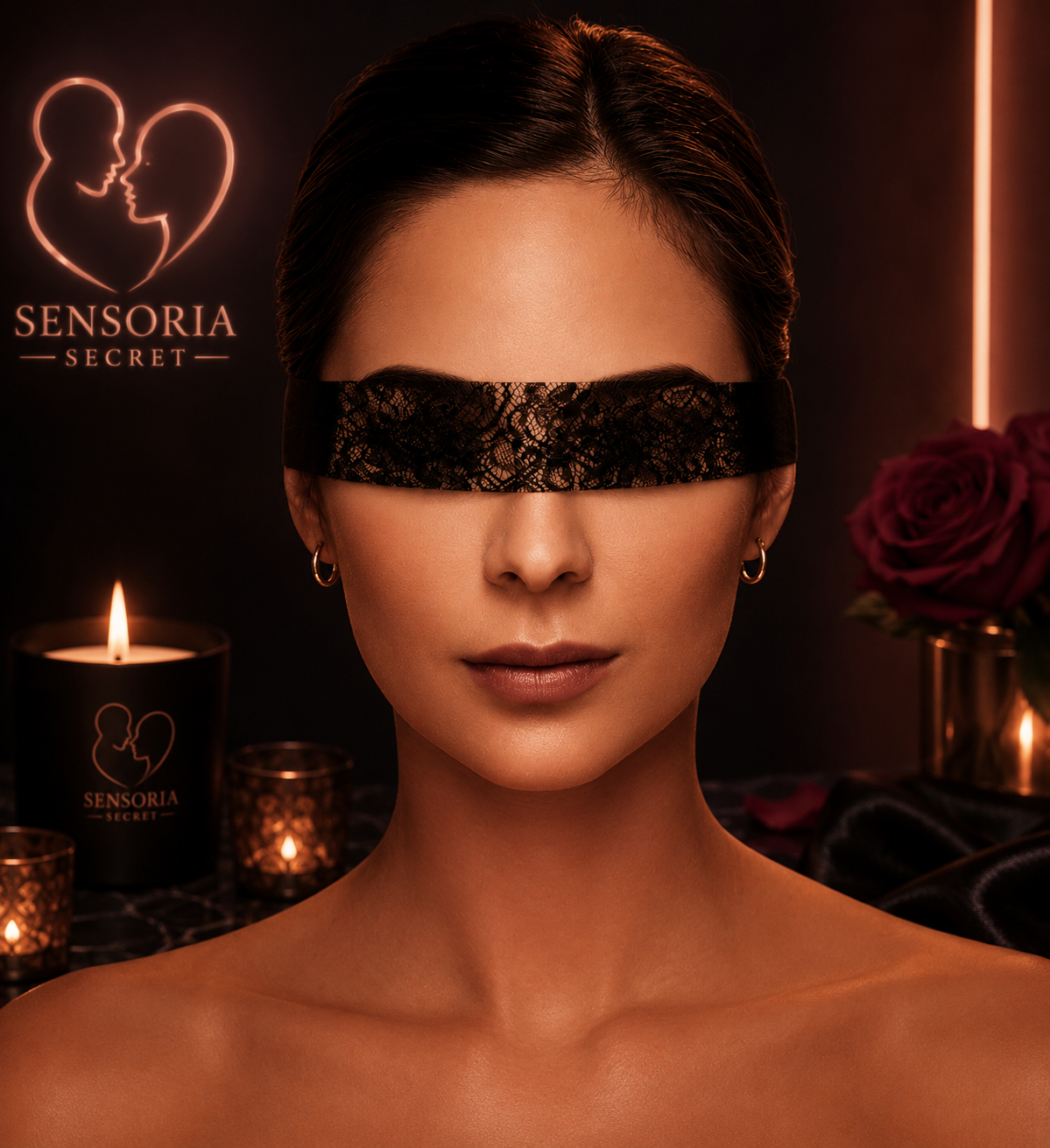 ✨Coquette Chic Desire – Masque en Dentelle Noire avec Ruban