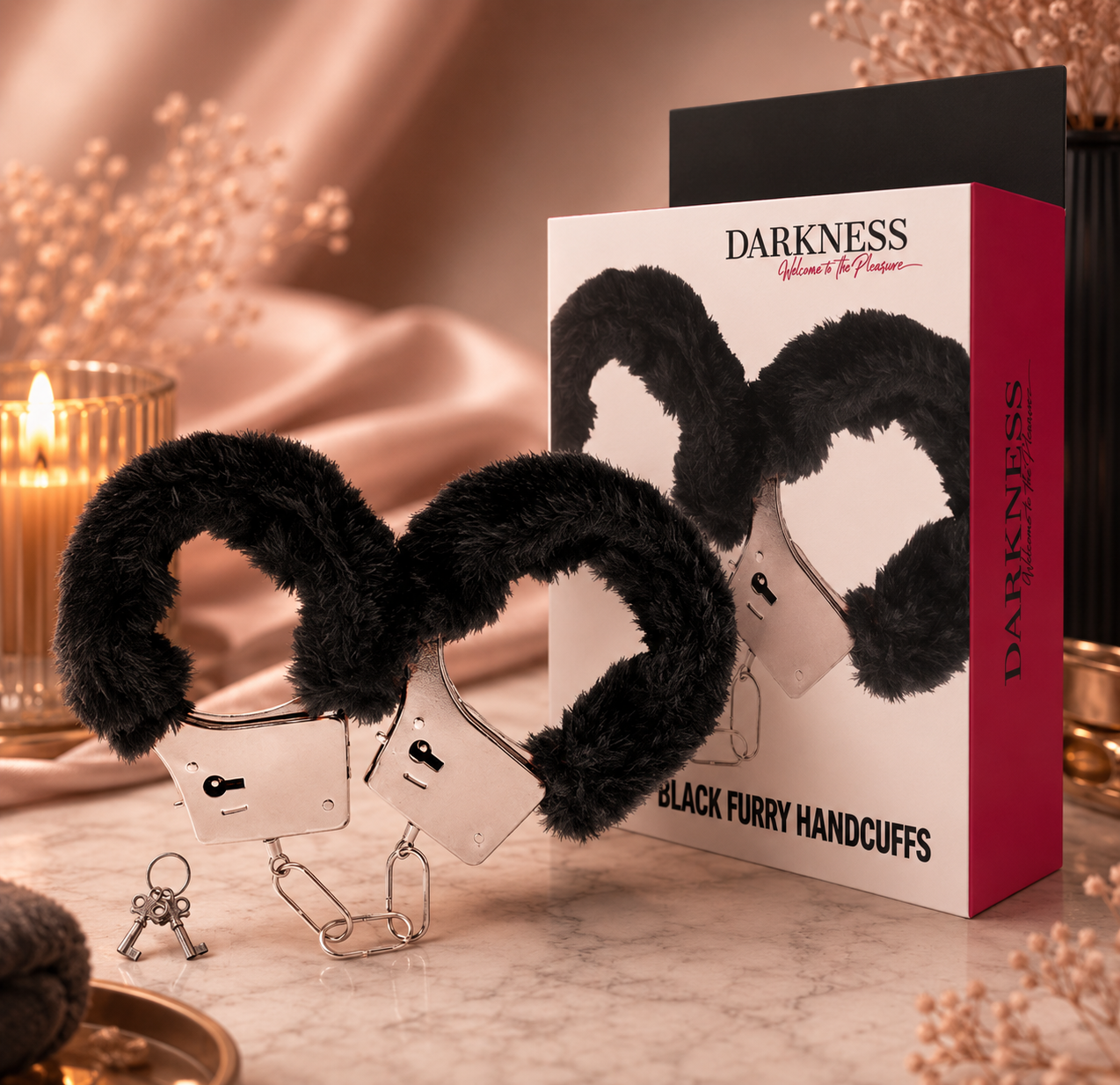 ✨Darkness – Menottes en Métal Doublées Noires