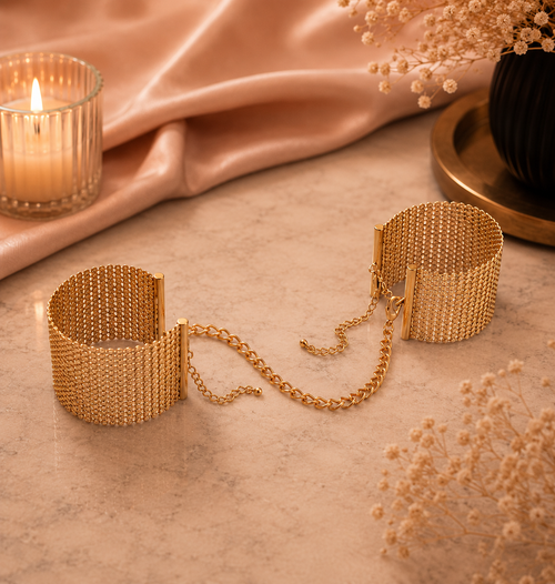 ✨Bijoux Désir Métallique – Menottes Maille Métal Doré