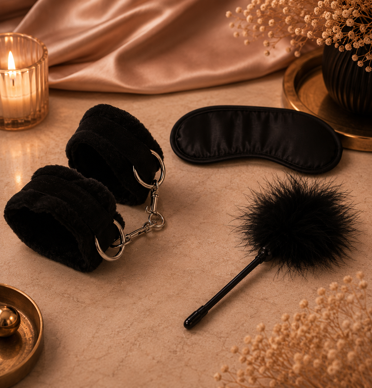 ✨Intense Fetish – Playset Érotique 2 (Menottes, Masque et Tickler)