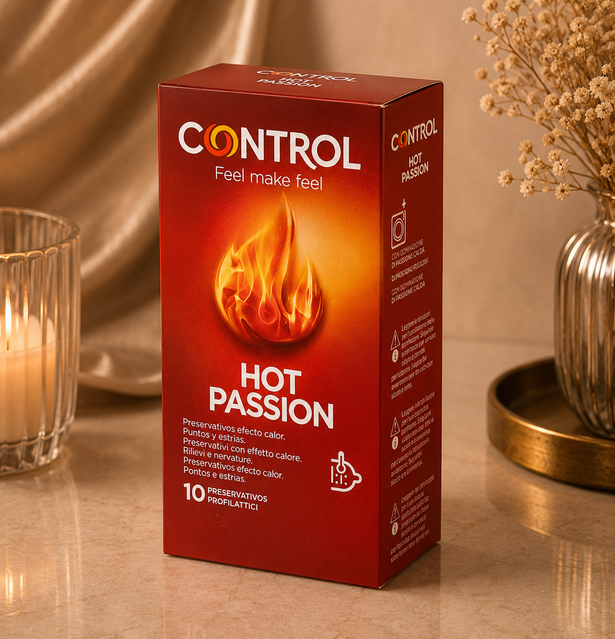 ✨Control – Hot Passion (Boîte de 10 Préservatifs Effet Chauffant)