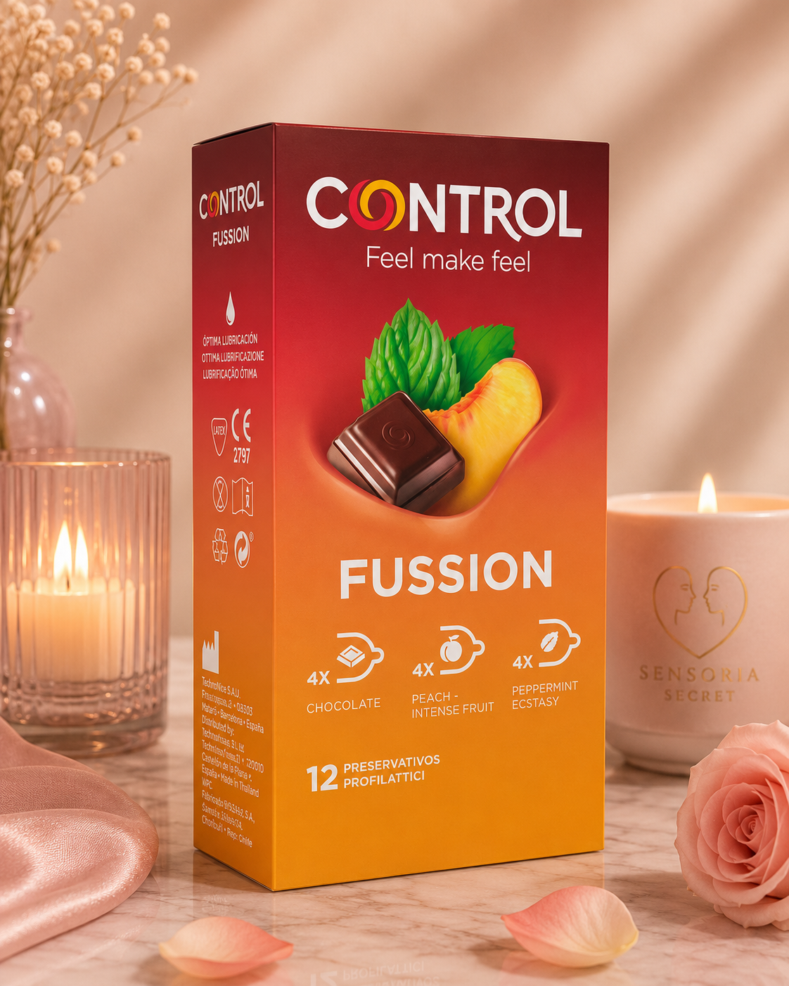 ✨Control – Fussion Condoms (Boîte de 12 Préservatifs Aromatisés)