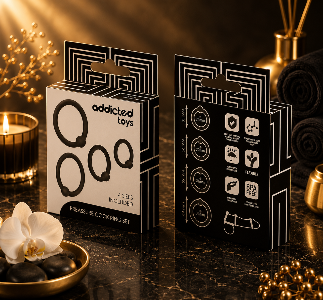 ✨Addicted Toys – Lot de 4 Anneaux en Silicone à Pression