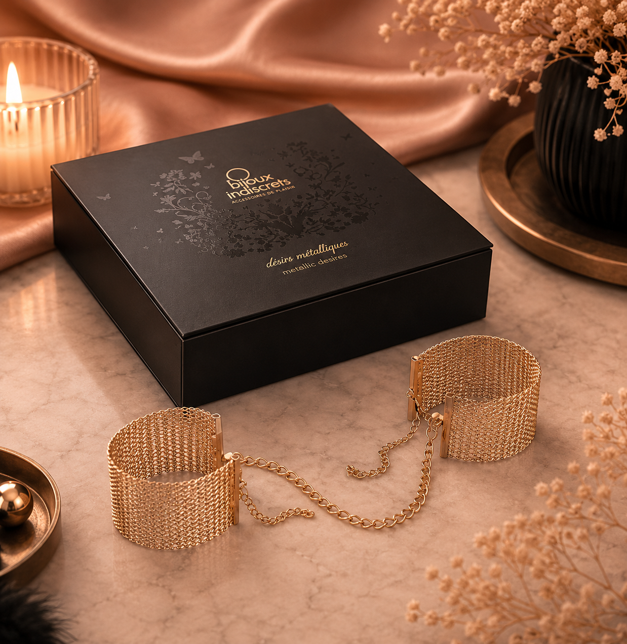 ✨Bijoux Désir Métallique – Menottes Maille Métal Doré