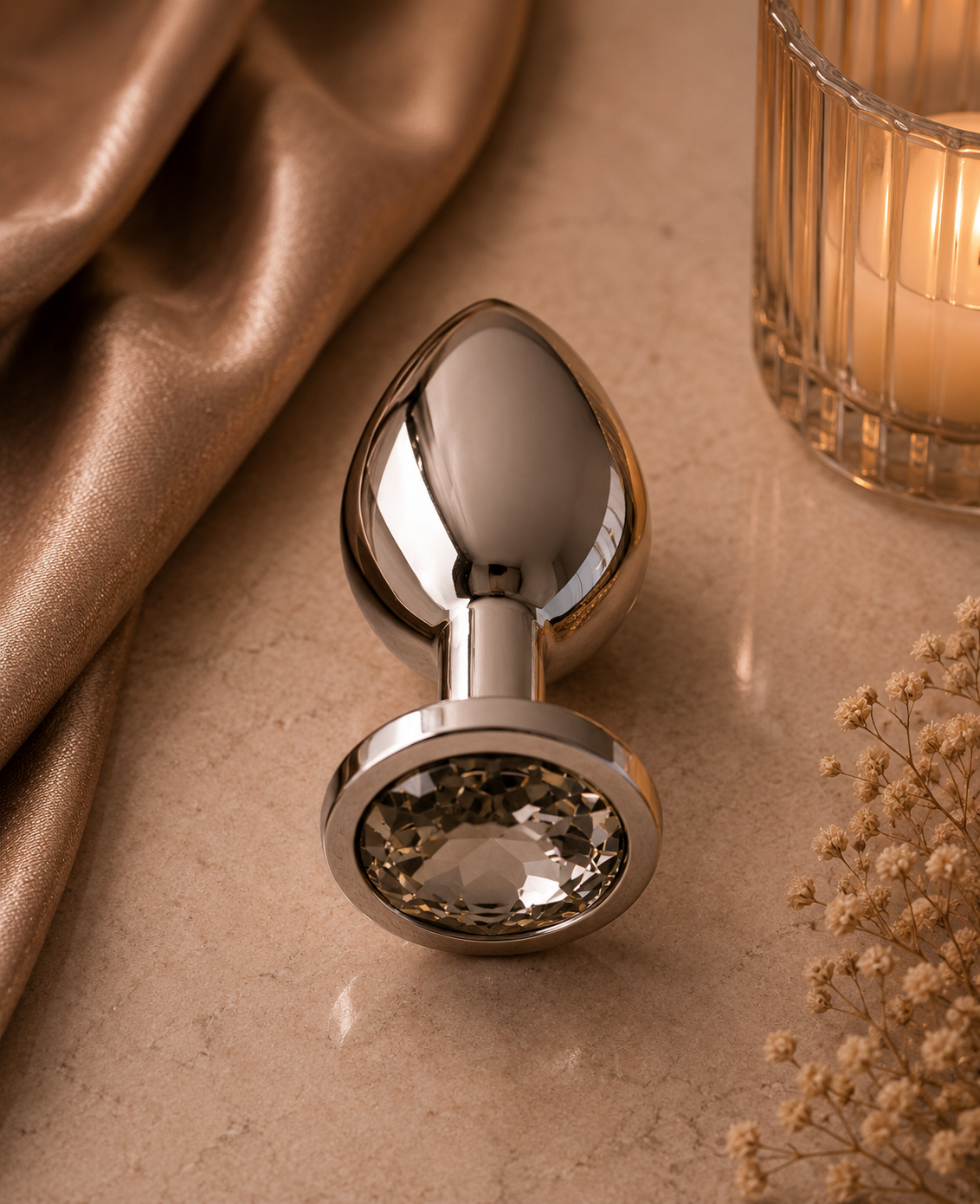 ✨Intense – Plug Anal en Métal Aluminium avec Cristal Noir – Taille S
