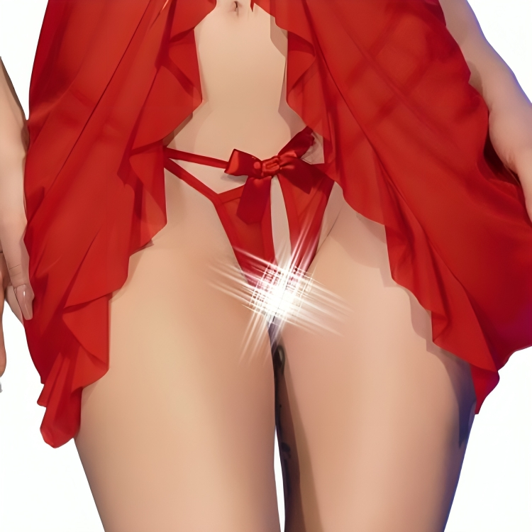 ✨Chilirose Babydoll Rouge Ouvert & String Assorti